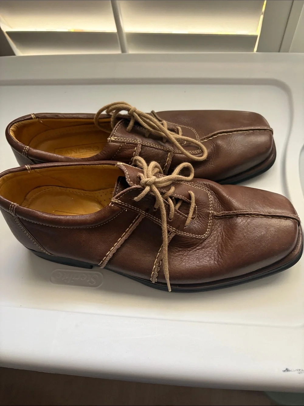 Sandro Brown Leather Lace-Up Derby Shoes